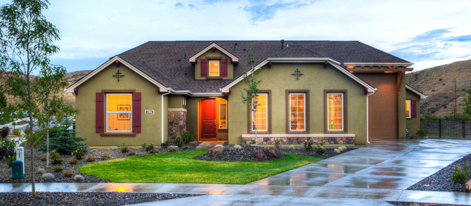 tall, single level ranch style home